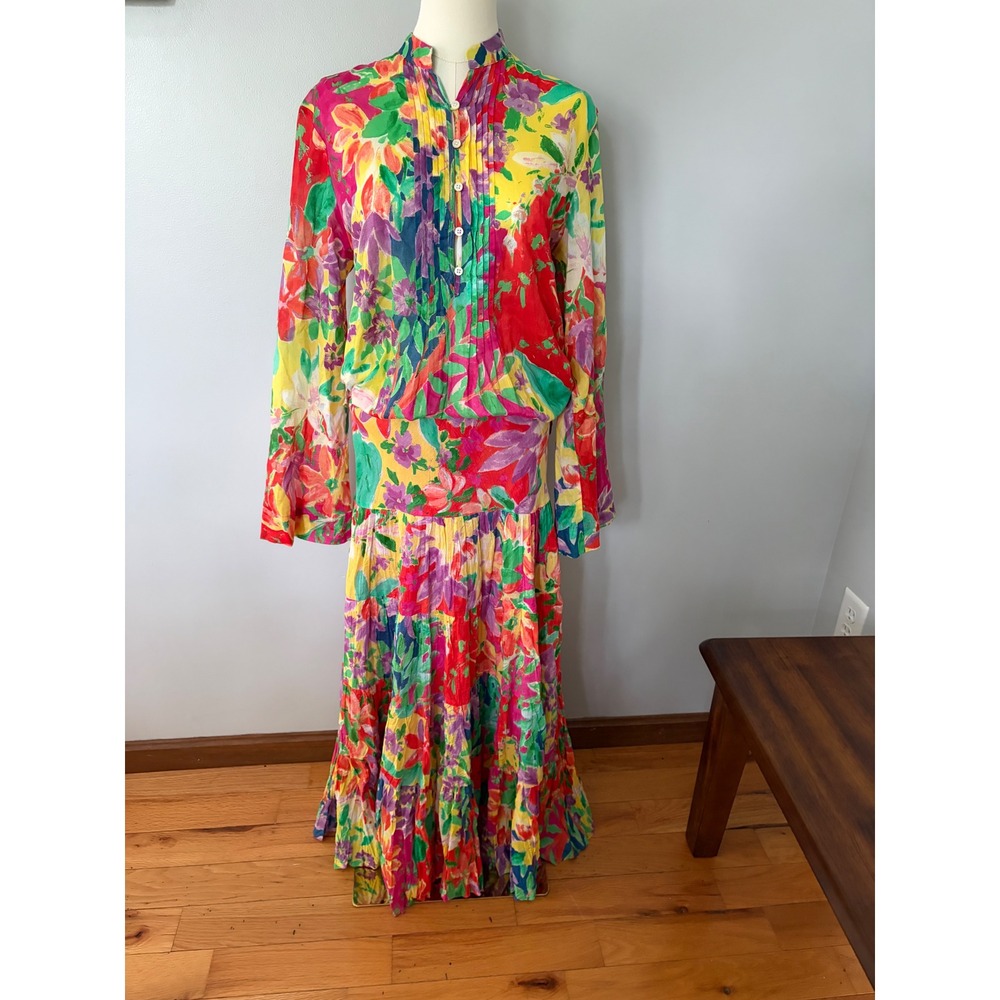 Vtg Lauren Ralph Lauren Vibrant Floral 2-piece skirt set